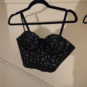 Lydia Black Studded Bustier Crop Top
